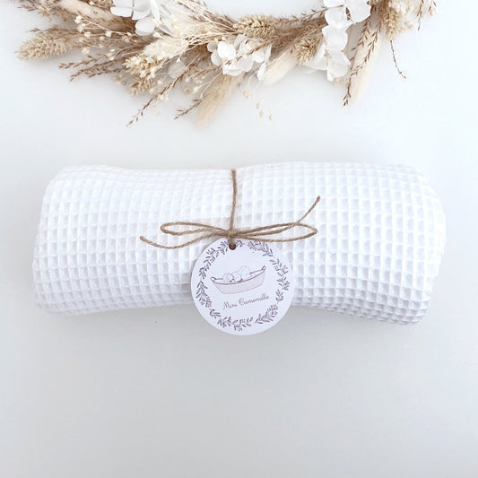 DRAP-HOUSSE NID D’ABEILLE BLANC